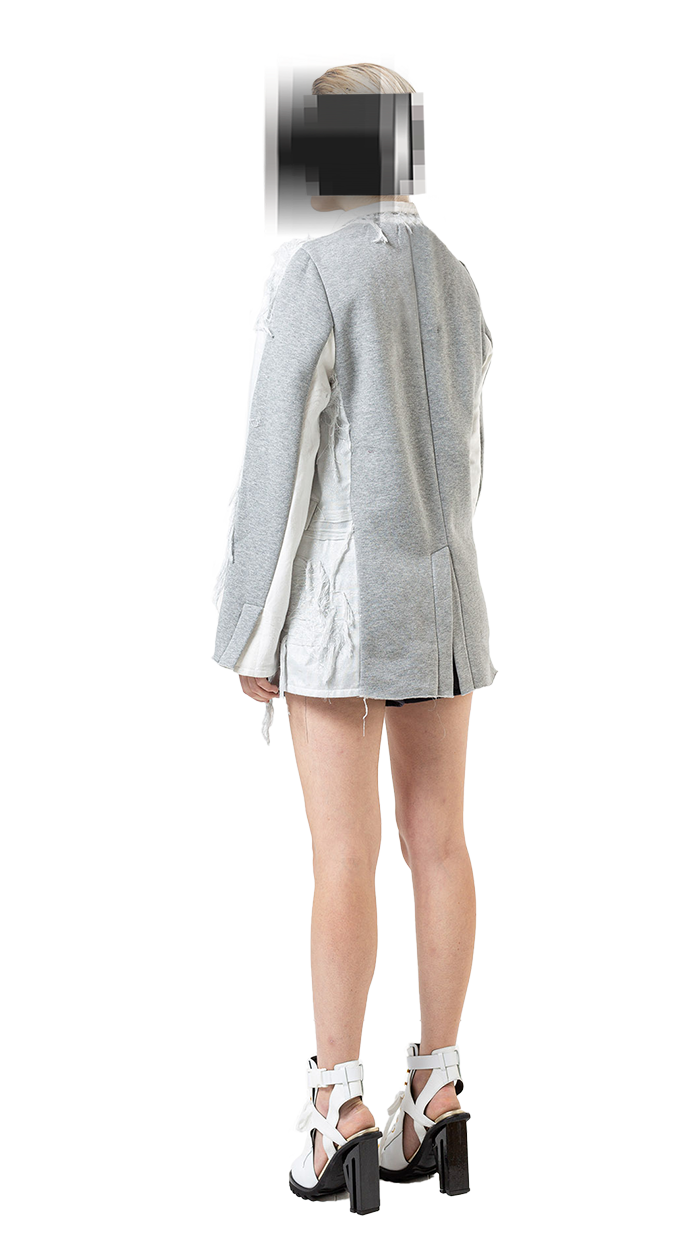 Panelled Oversized Jacket - Grey