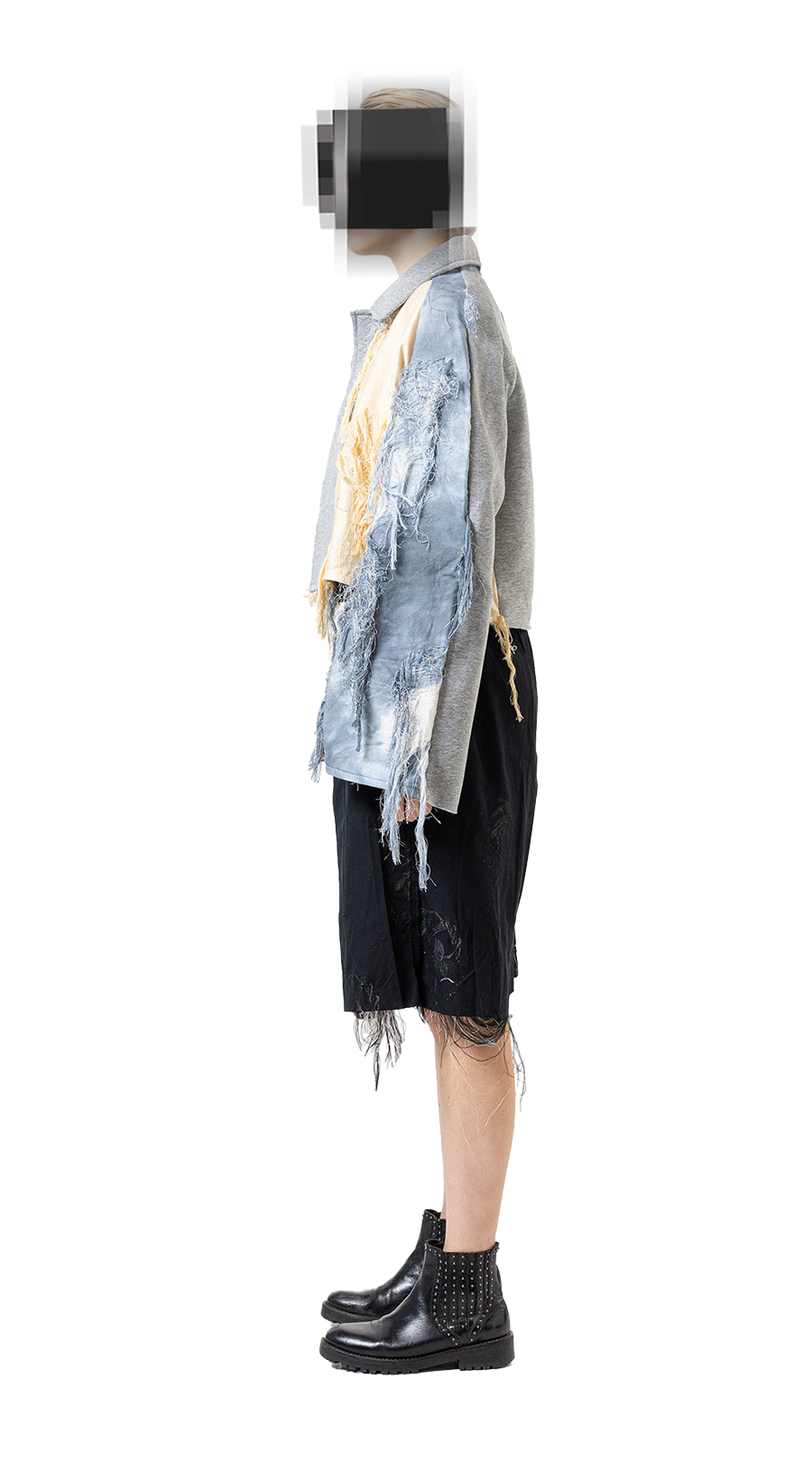 Panelled Raglan Shortie Coat - Grey