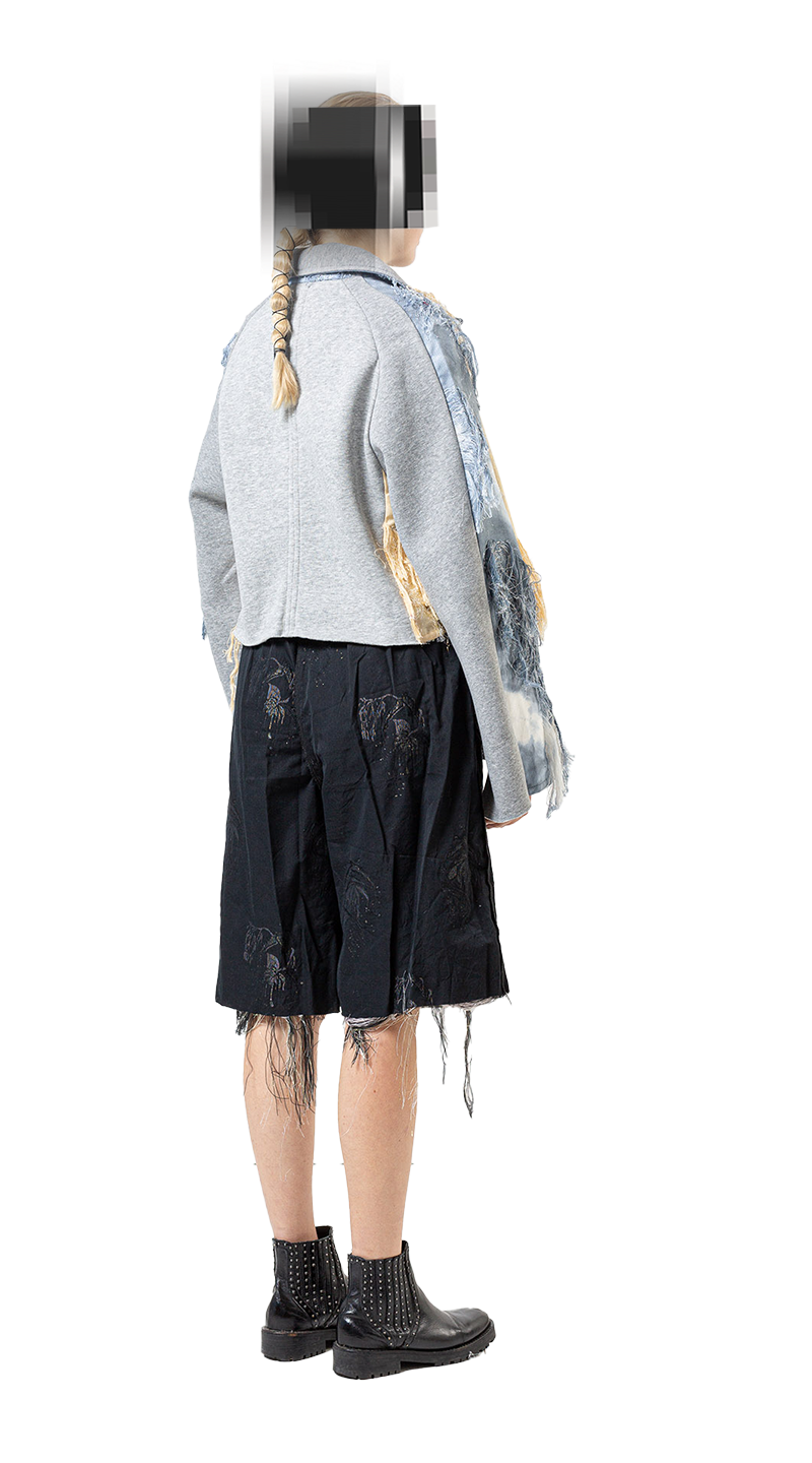 Panelled Raglan Shortie Coat - Grey