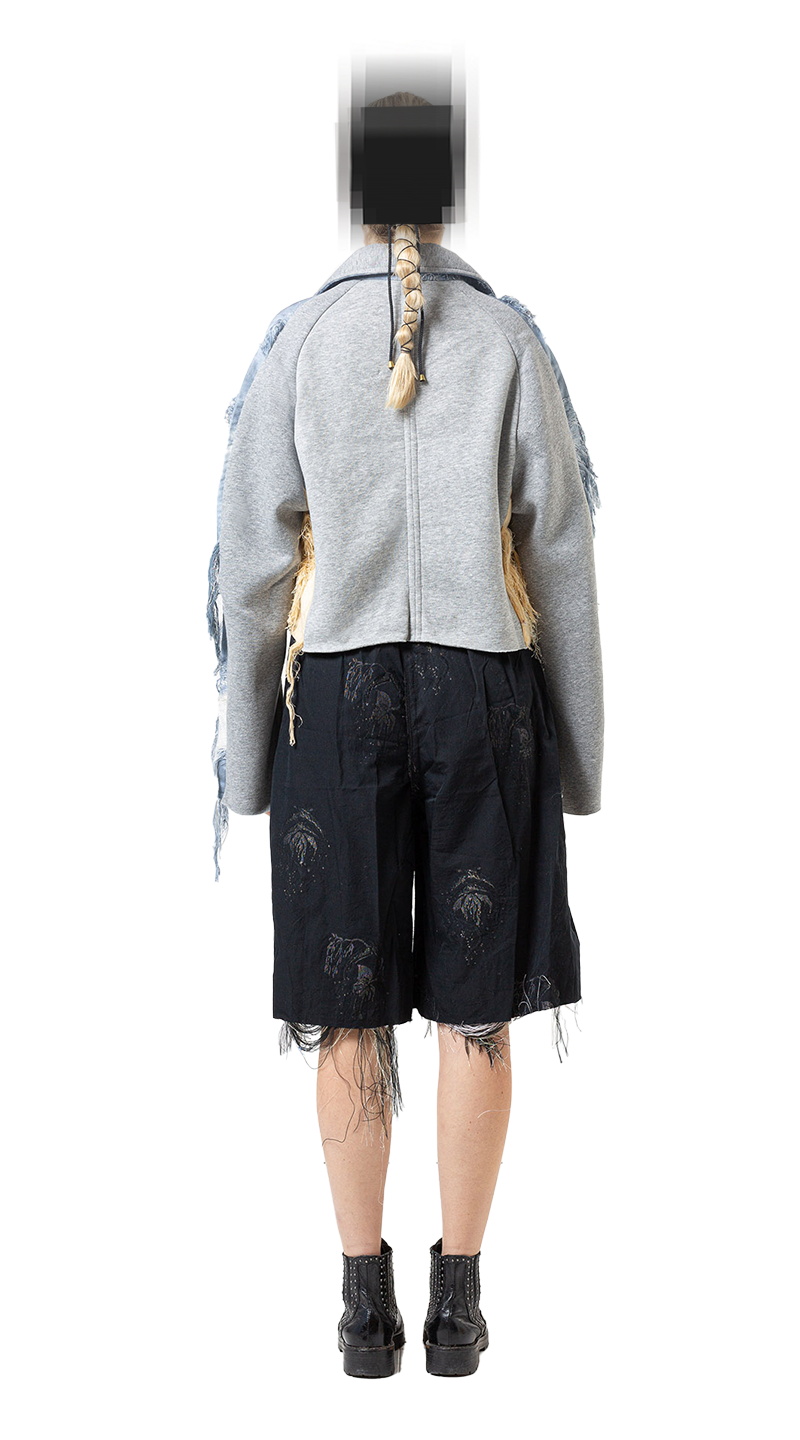 Panelled Raglan Shortie Coat - Grey